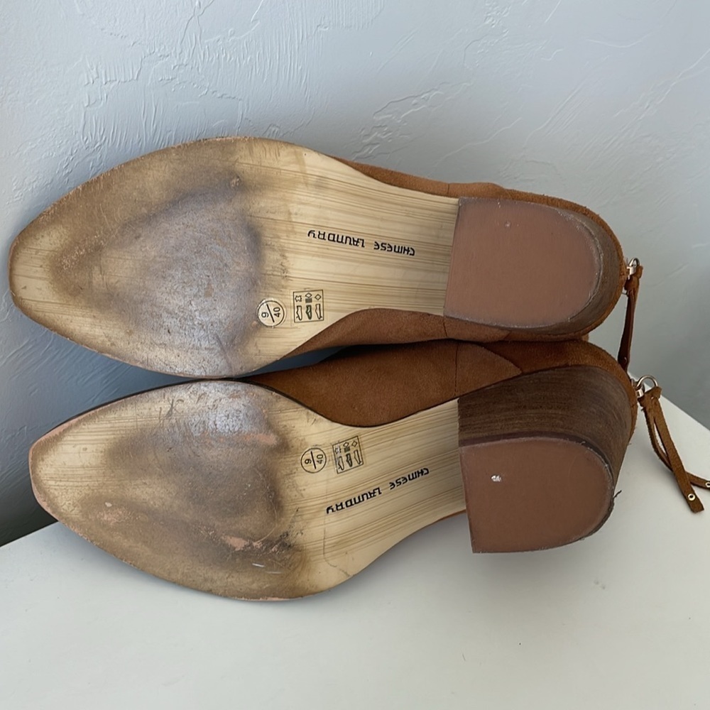 Chinese Laundry Camel Brown Suede Ankle Booties - Picture 6 of 6